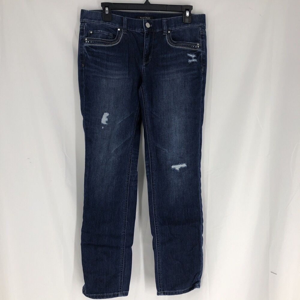 WHBM Jeans Women's Size 10R Slim Ankle Noir Med Wash Denim Low Rise Stretch